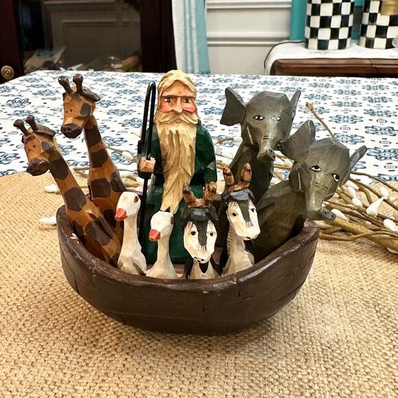 Noah's‎ Ark by House of Hatten Wooden Figurine Decor Vintage 1998 - Picture 1 of 12